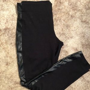 J.Crew Black Leather Trim Leggings